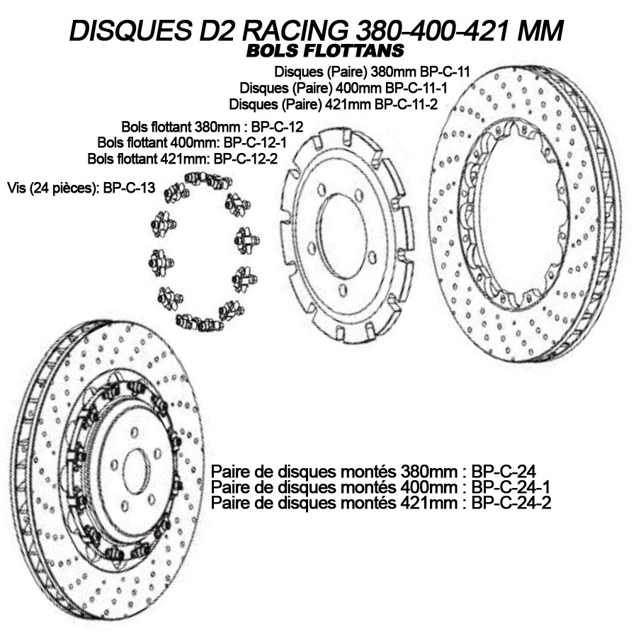 DISQUES D2 RACING 380-400-421mm